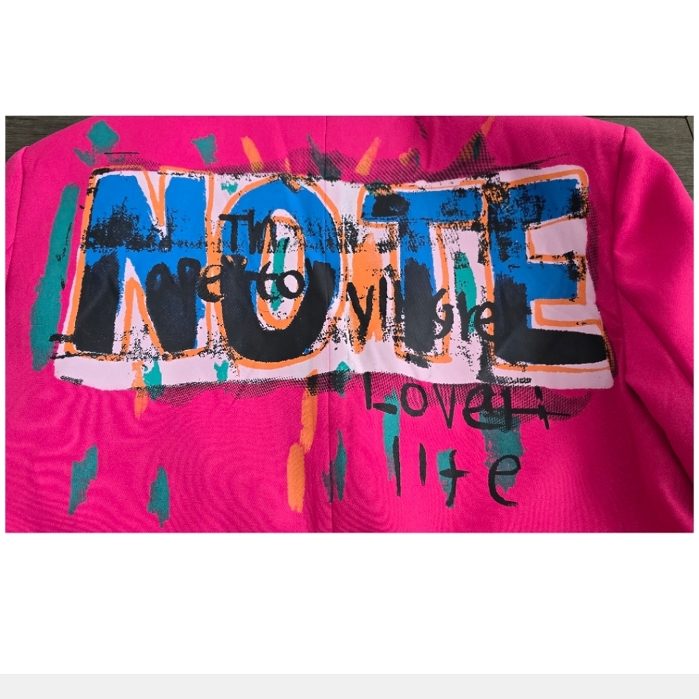 Ma Chérie Virbart Pink Graffiti Blazer, Size M - Picture 13 of 16
